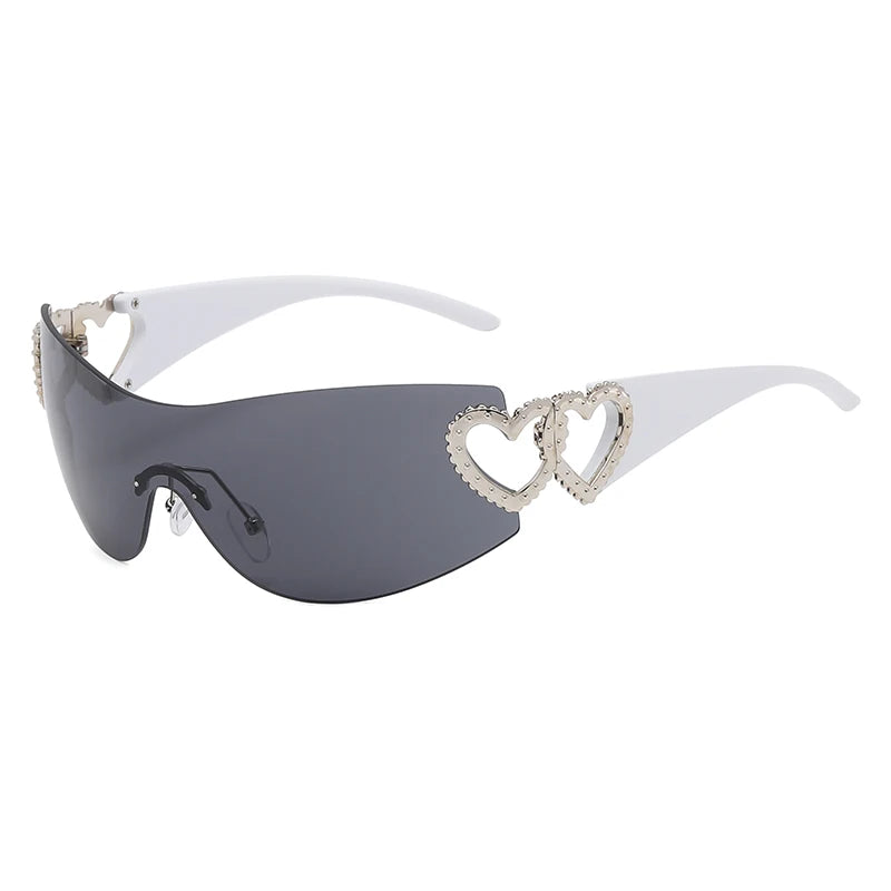 Lunettes de soleil de cyclisme sans monture pour hommes et femmes, lunettes de soleil rondes des années 2000, lunettes punk une pièce, nuances de mode, Y2K, ChimGradient