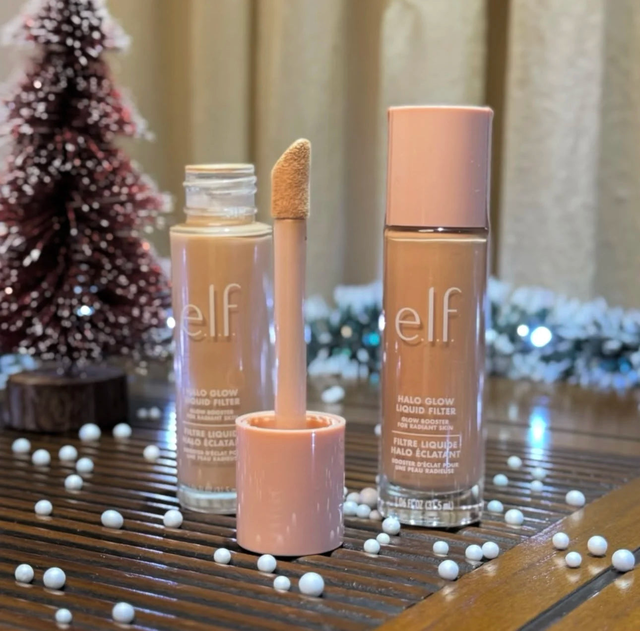 Halo Glow Liquid Filter Glow Booster pour une peau éclatante de tous types 31,5 ml e.l.f. Correcteur multifonctionnel efficace à couvrance totale