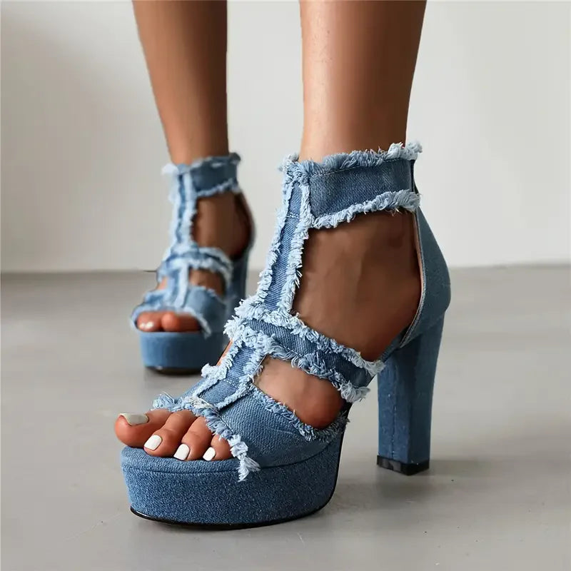 Peep Parker-Sandales à plateforme à talons hauts pour femmes, chaussures d'extérieur confortables, mode de créateur, nouveau, été