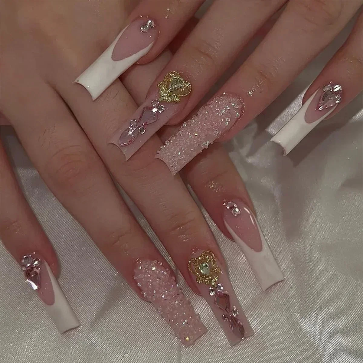 Faux Ongles Longs Bruns N64.Glitter Ballet Wearable, Design Français, Presse Complète sur Nail Ins, Nail Tips Art, 24Pcs