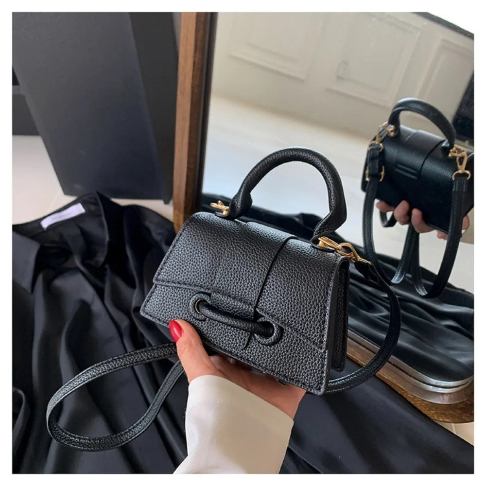 Sac en cuir PU de haute qualité, couleur unie, avec boucle, sac carré, sac bandoulière