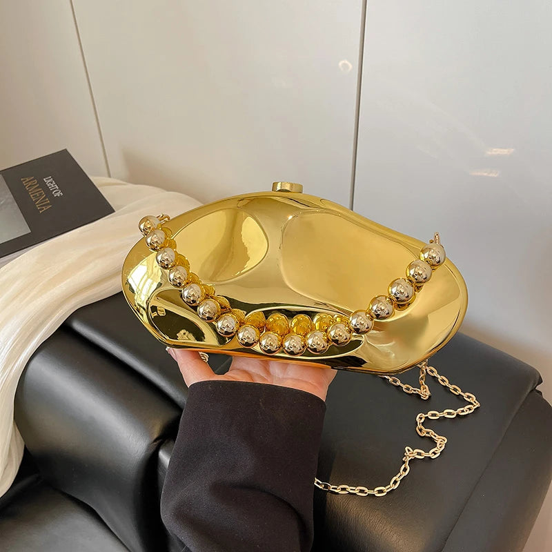 Sac à main en or pour femmes, pochettes à chaîne, mode géométrique, Mini bourse de soirée, boîte à bandoulière en acrylique de qualité, sacs à rouge à lèvres, 2025