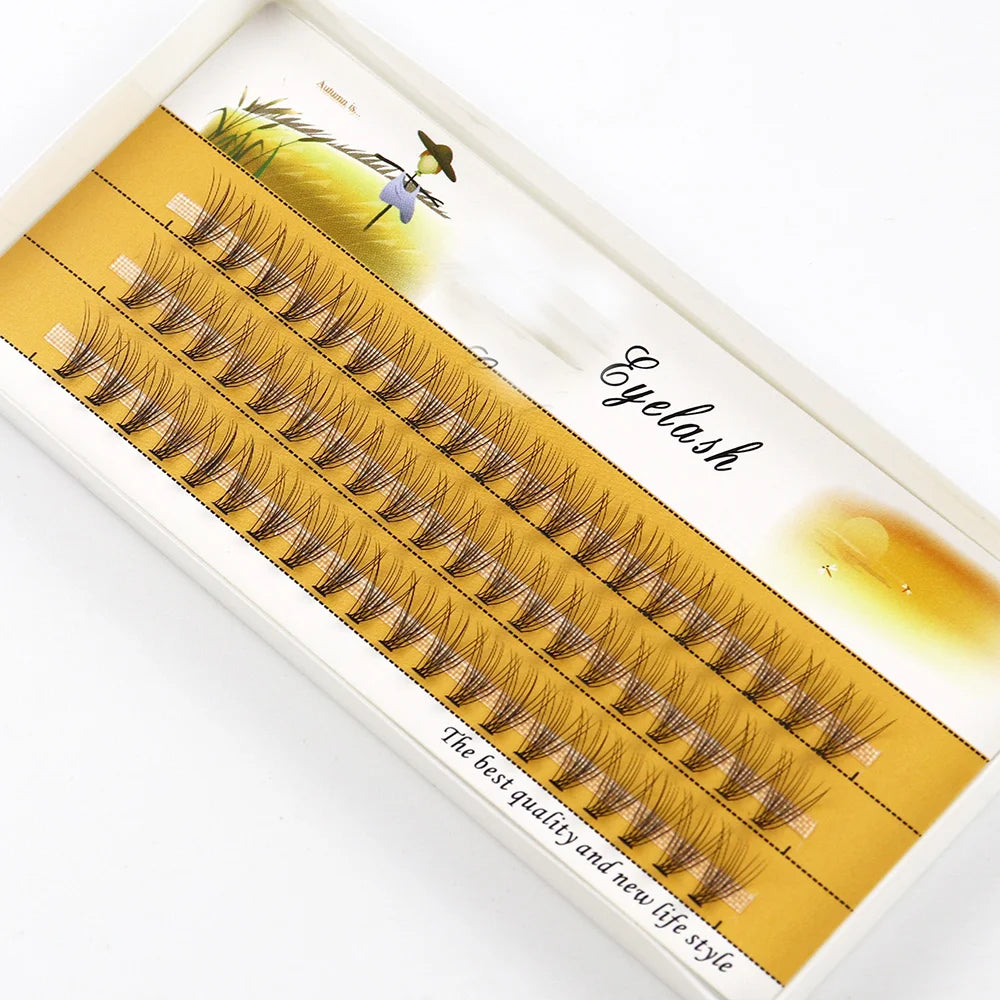 1 Boîte/60 Bouquets de Cils en Vison Naturels 3D Russes, Extensions de Cils Individuels 10D, Outil de Maquillage pour Cils en Grappe, Vente en Gros