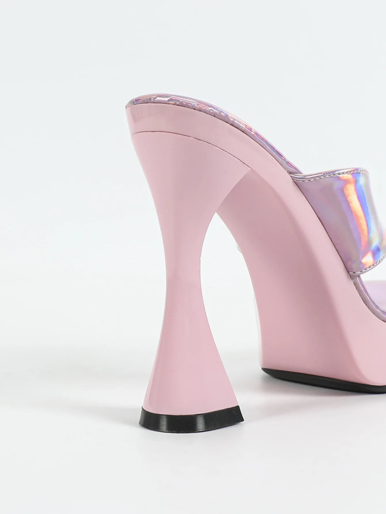 Sandales à bout carré pour femme – tongs d’été, chaussons estivaux, semelle épaisse 12 cm, mules à talons hauts avec séparateur d’orteil, chaussures noires d’extérieur pour femme