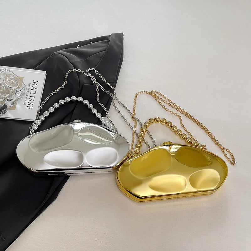 Sac à main en or pour femmes, pochettes à chaîne, mode géométrique, Mini bourse de soirée, boîte à bandoulière en acrylique de qualité, sacs à rouge à lèvres, 2025