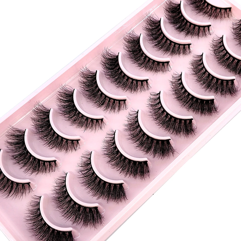 10 paires de vison croisée simulation handmade false cils cils maquillage nude naturel 3D yeux bouclés en désordre