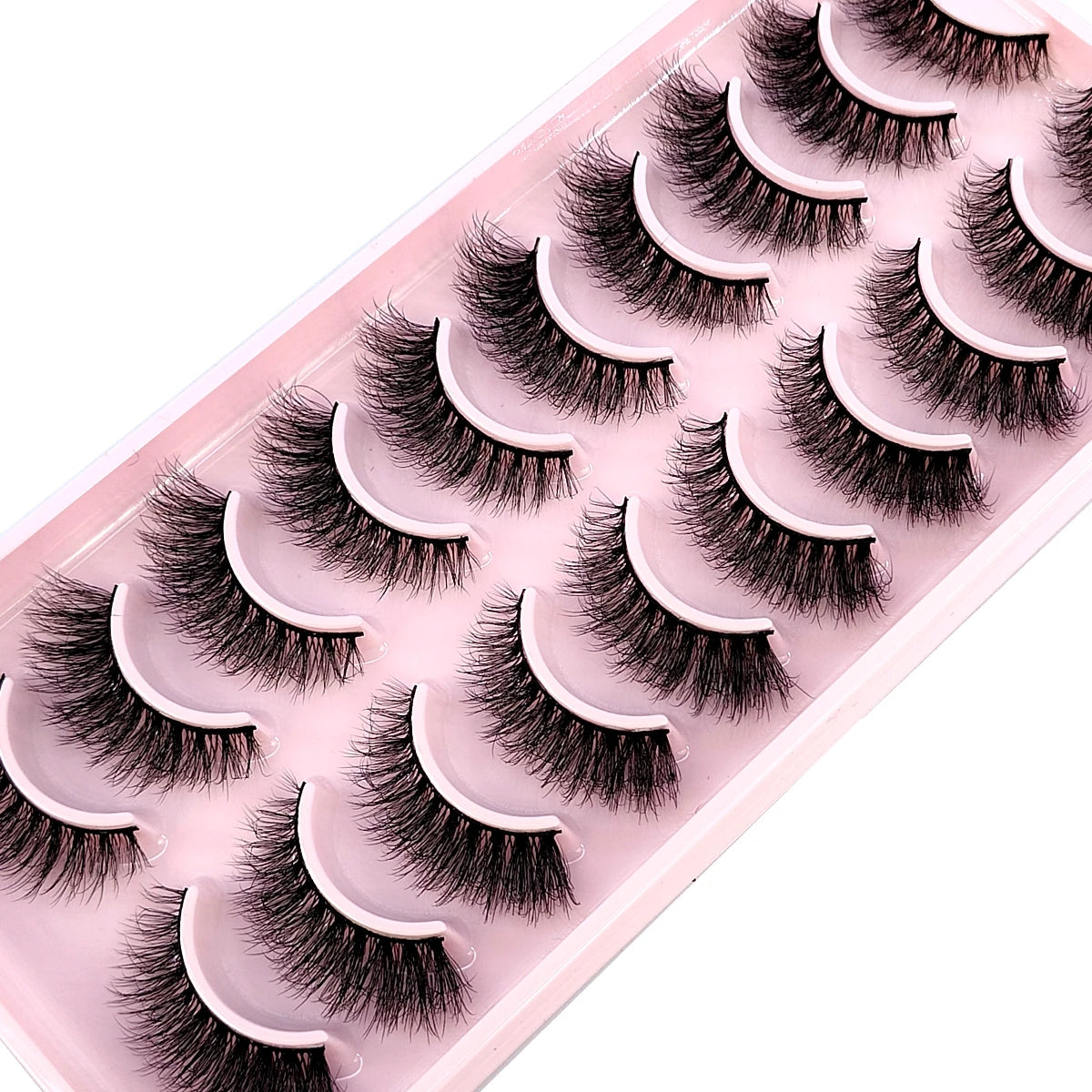 10 paires de vison croisée simulation handmade false cils cils maquillage nude naturel 3D yeux bouclés en désordre