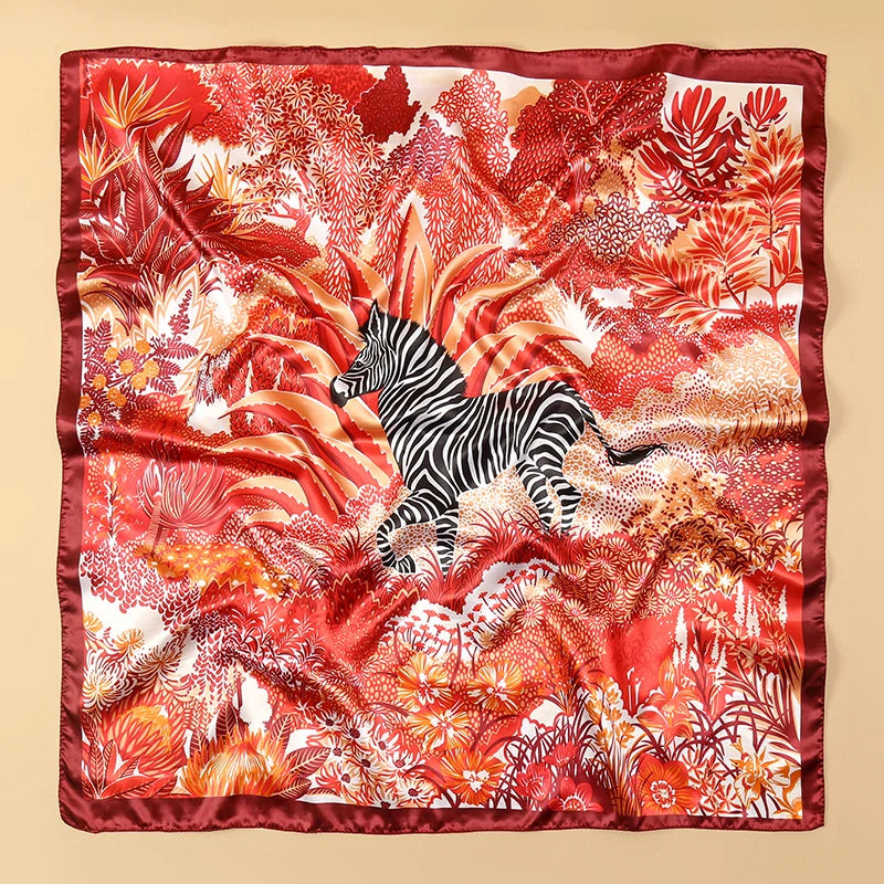 Foulard carré en soie pour femmes, nouveau Design de luxe, Style populaire, quatre saisons, protection solaire, foulard de plage, Hijab, 90x90CM