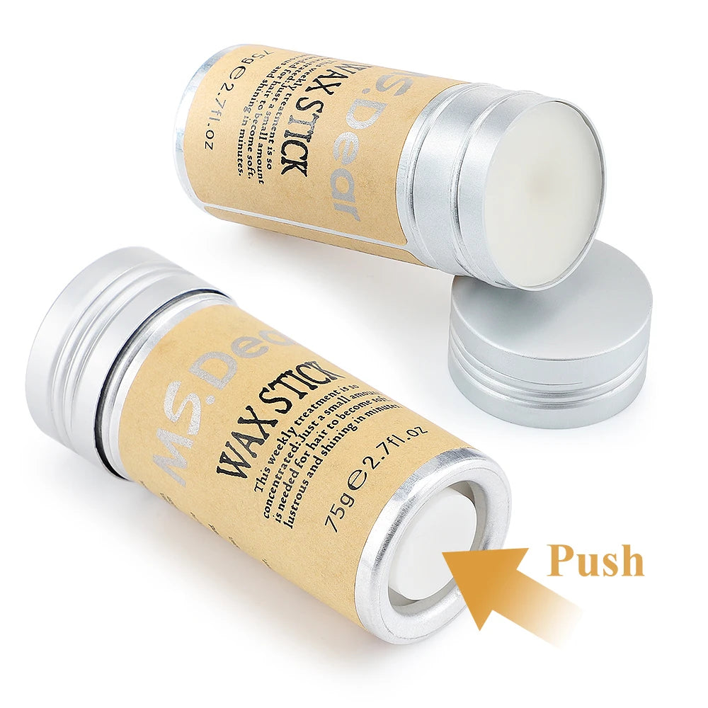 Stick de cire coiffante pour cheveux et perruques, formule professionnelle sous forme de gel-crème non grasse. Idéal pour lisser et discipliner les cheveux rebelles, les frisottis et les petits cheveux cassés. Convient aux hommes et aux femmes