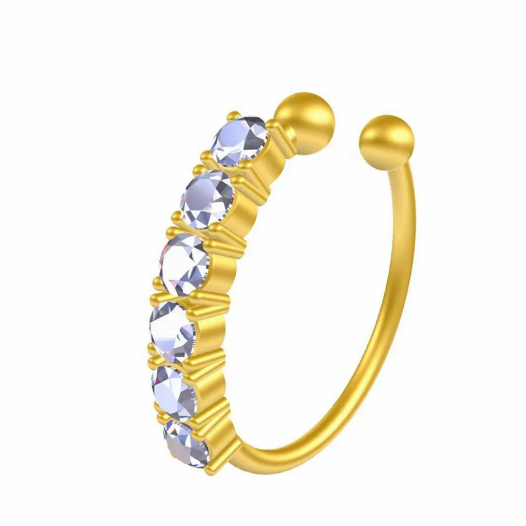 Anneaux de nez en Zircon miniatures à une rangée pour femmes, perceuse Fine exquise avec ouverture de perceuse, faux Piercing de nez, bijoux