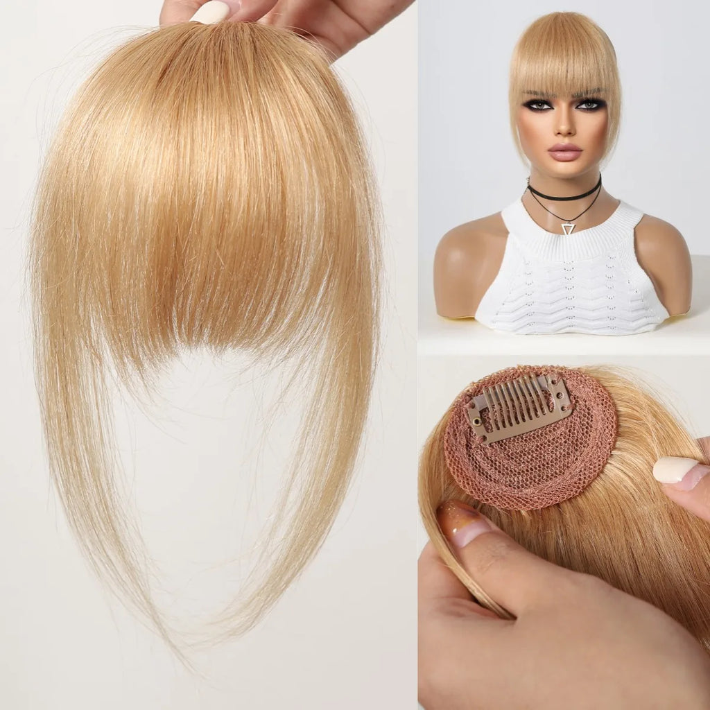 100% cheveux humains frange Clips dans Air frange frange postiche pour femmes platine blond Remy cheveux humains frange Extension de cheveux 4.5 pouces