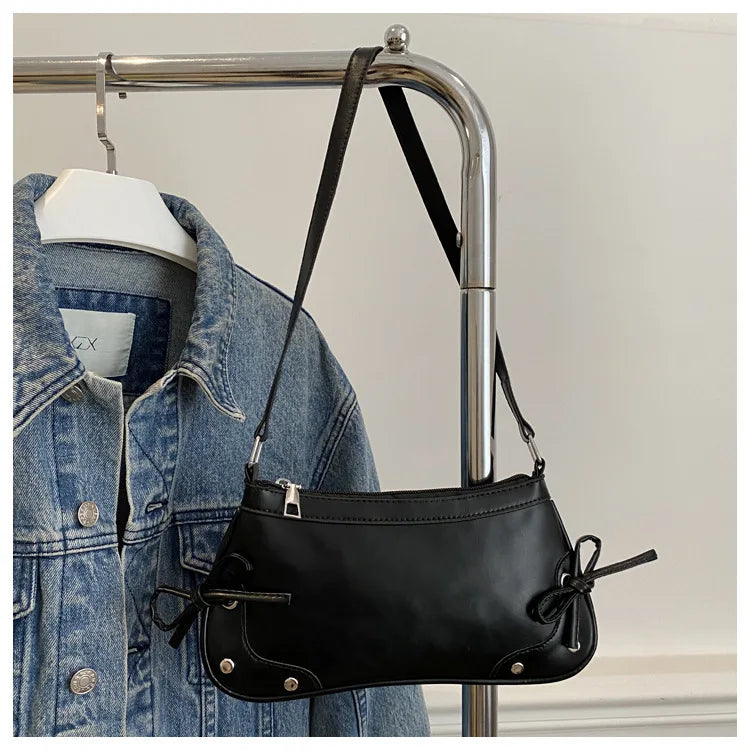 Nouveau sac sous le bras tendance, sac à bandoulière pour femmes, sac à main avec double nœud doux, sac pour dames, style rétro, sac à épaule féminin à motif léopard.
