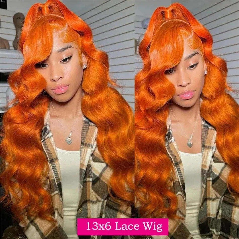 Perruque Lace Front HD 40 pouces 350Ginger Body Wave 13x4 13x6 en cheveux humains colorés pour femmes, pré-épilée, densité 250%