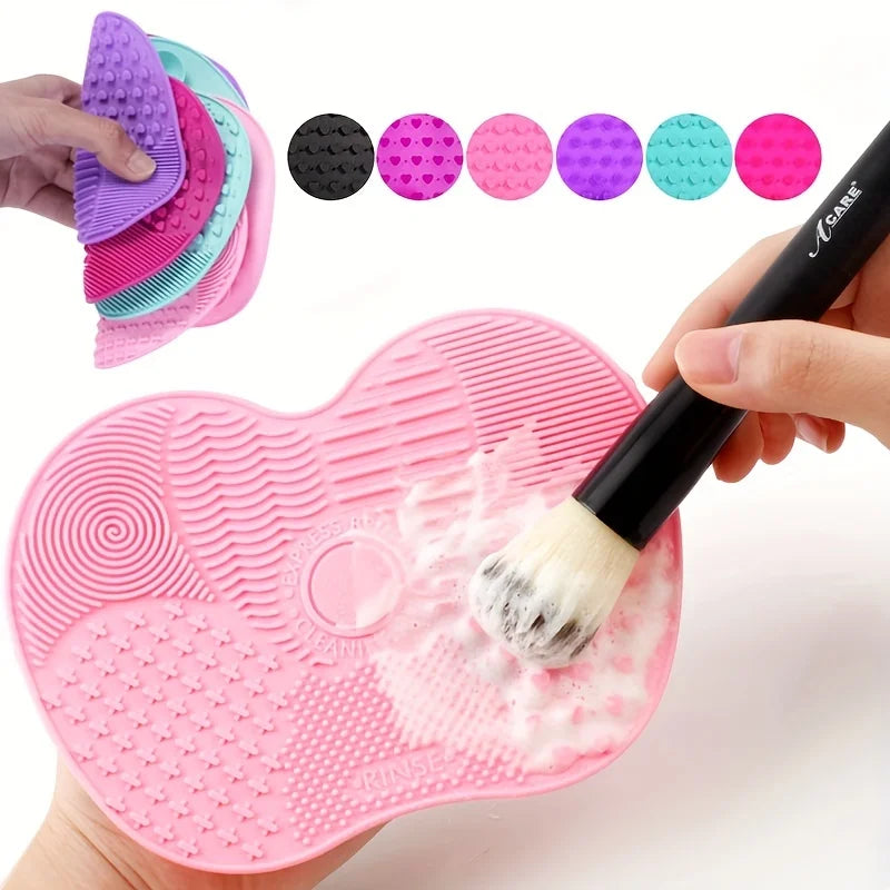 Tampon de nettoyage de brosse de maquillage en forme de pomme en Silicone, 1 pièce, avec ventouse pour un nettoyage efficace des outils cosmétiques