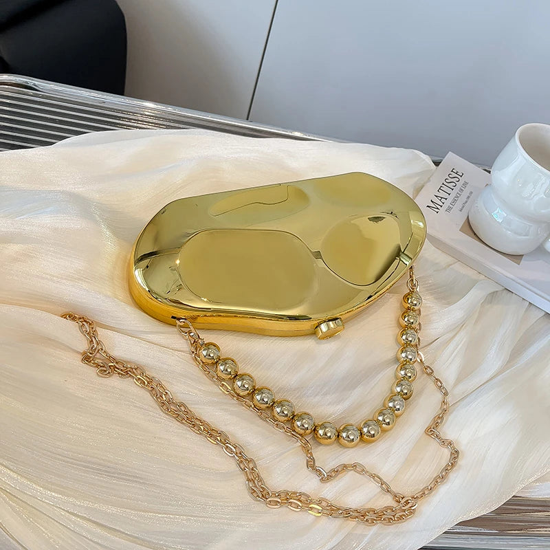 Sac à main en or pour femmes, pochettes à chaîne, mode géométrique, Mini bourse de soirée, boîte à bandoulière en acrylique de qualité, sacs à rouge à lèvres, 2025