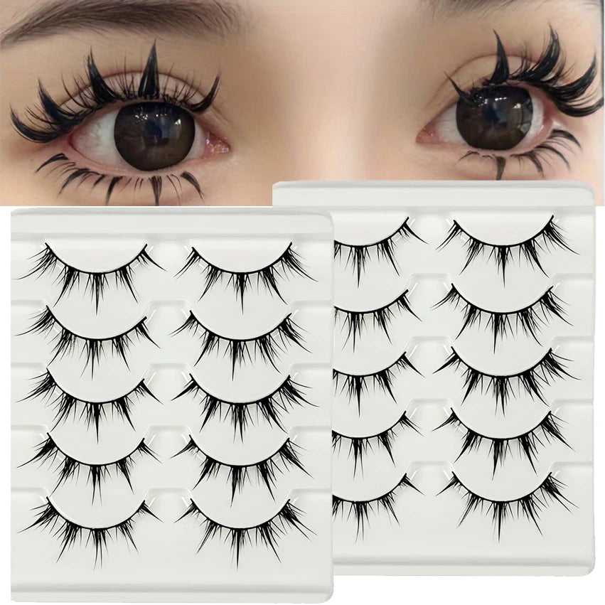 10 paires/2 paquets de faux cils inspirés d'anime, faux cils yeux de dessin animé, Style démon d'aspect dramatique, volumateur et allongement