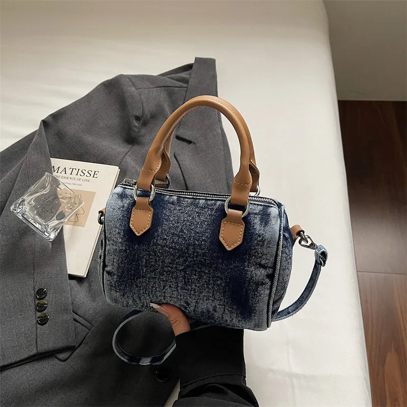 Sac bandoulière classique en jean délavé de haute qualité, sac à main décontracté à porter sous le bras, style coréen, sac de transport pour le quotidien