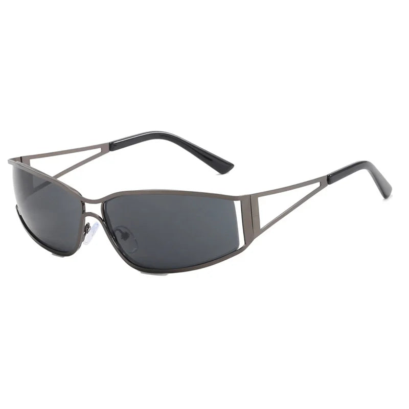 Lunettes de soleil Y2K pour femmes et hommes, surdimensionnées, de marque, avec verres dégradés, style steampunk, lunettes de soleil miroir