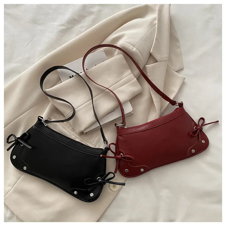 Nouveau sac sous le bras tendance, sac à bandoulière pour femmes, sac à main avec double nœud doux, sac pour dames, style rétro, sac à épaule féminin à motif léopard.