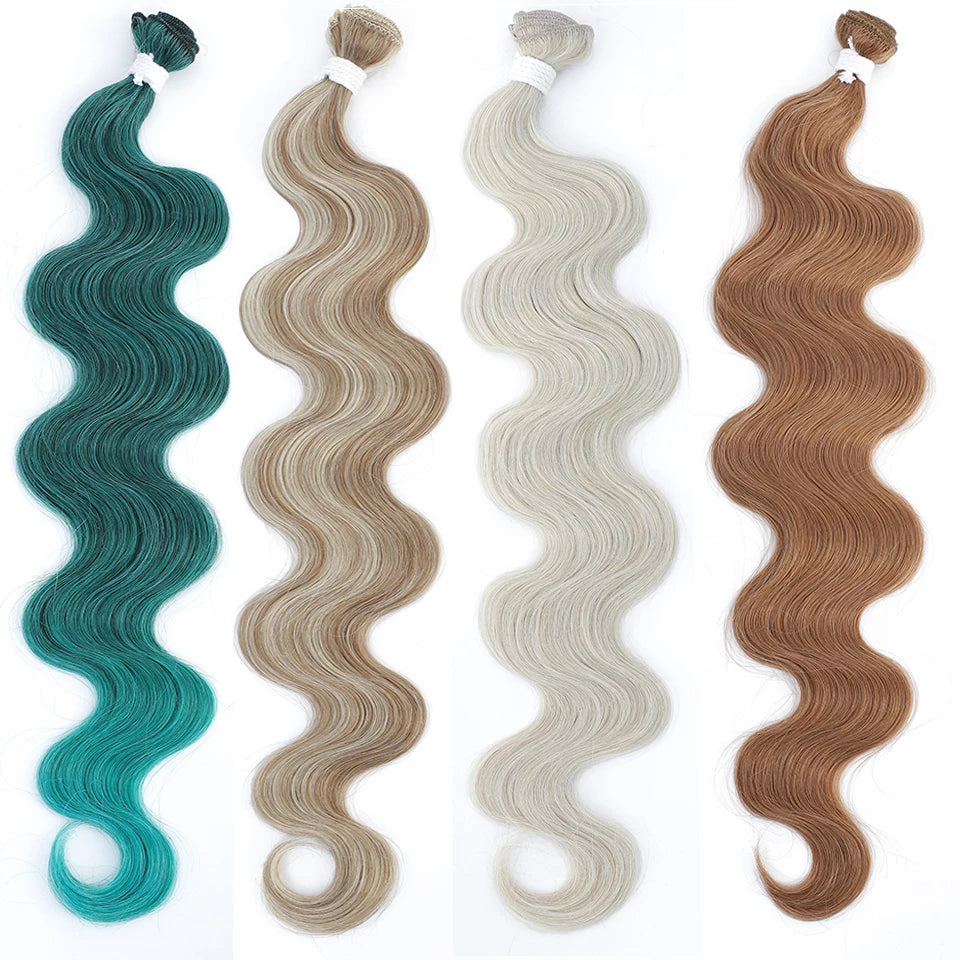 Mèches synthétiques Body Wave colorées 613, Extensions capillaires naturelles blondes Piano, queue de cheval épaisse ombrée, tissage de cheveux amples et profonds