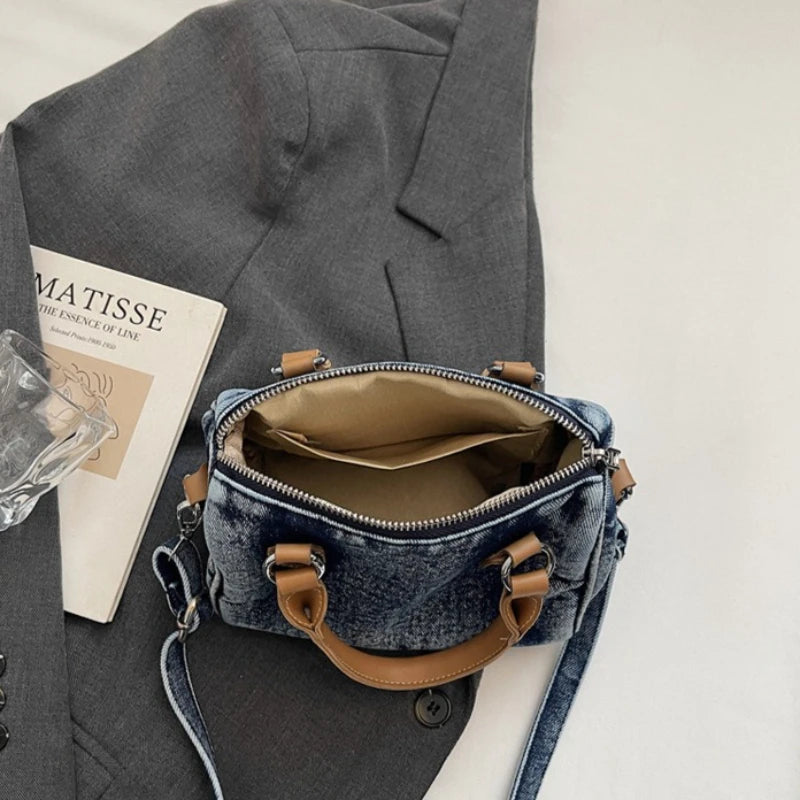 Sac bandoulière classique en jean délavé de haute qualité, sac à main décontracté à porter sous le bras, style coréen, sac de transport pour le quotidien