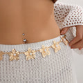 Promotion Été : Chaîne de Taille Femme Style Punk, Réglable, en Métal, Motif Fleur, Rétro, Or/Argent, Ceinture Chaîne Punk