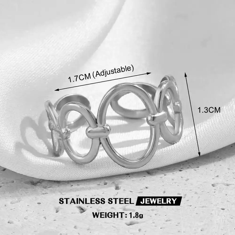 Bague en forme de cœur en acier inoxydable pour femmes, couleur or, anneau creux en métal, Bijoux étanches, cadeau pour petite amie