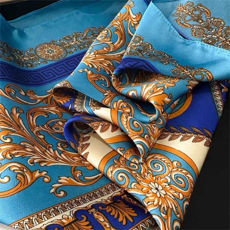 Écharpe Pashmina en soie imprimée pour femmes, châle carré, bandeau décoratif, Design de luxe, Bandana, nouvelle mode 70x70cm, 2026