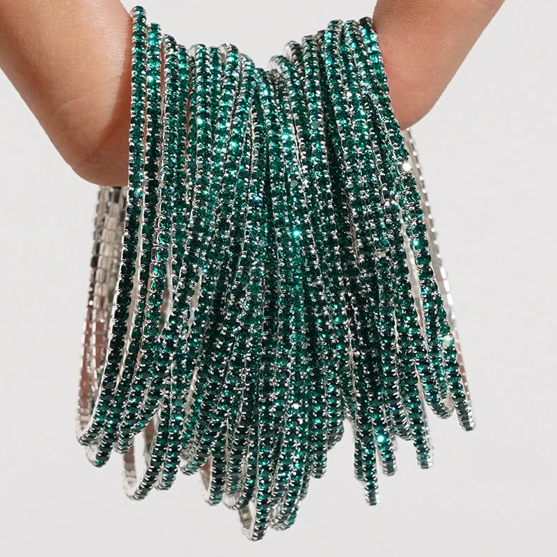 Bracelet élastique en strass et cristal pour femmes, 5 pièces, extensible, empilable, classique, bijoux quotidiens pour femmes