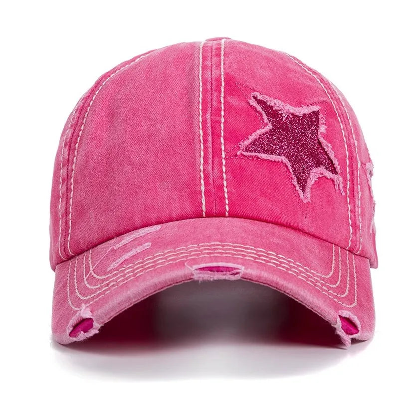Casquette de baseball rétro pour femme au printemps et en été, une casquette en bec de canard rose à large bord