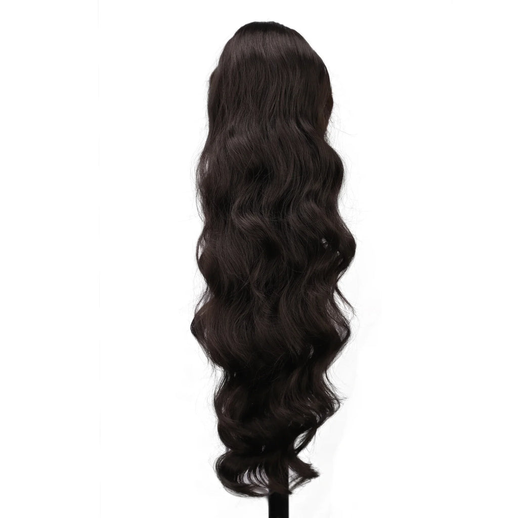 Extension de Cheveux Queue de Cheval Ondulée pour Femme, 24 Pouces, Longue Ondulation, Proximité Wstring, réinitialisation en Queue de Cheval Rouge, Fausse Queue de Cheval, Postiche