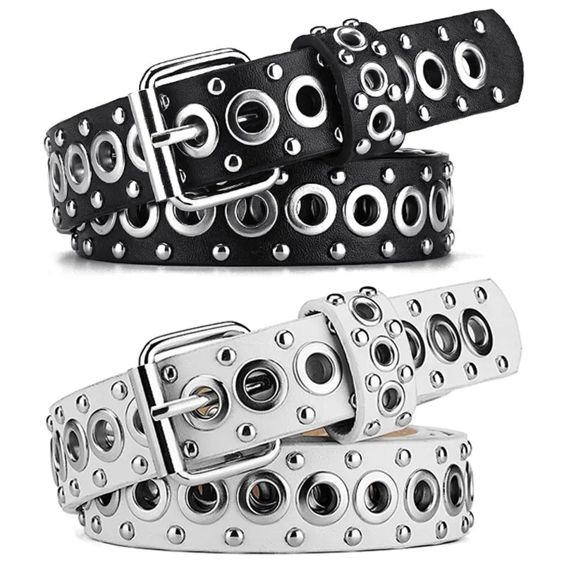 Ceinture fine à rivets pour femmes, à la mode, avec boucle à aiguille personnalisée, tendance de rue, Style Punk HipHop Y2K, avec ceinture en jean