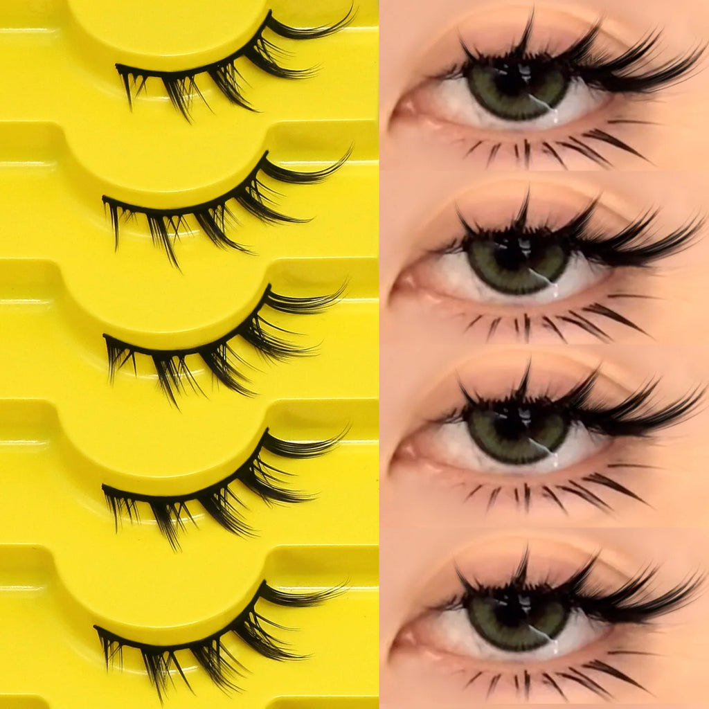 GROINNEYA cils oeil de chat naturel 3D Faux vison doux Anime cils Cosplay volumé Extension de cils Faux cils maquillage