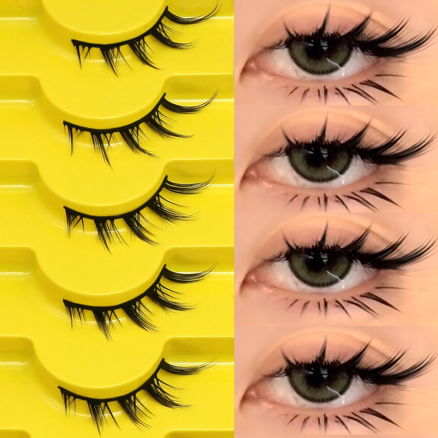 Groinneya Natural manga faux cils oeil de chat cils 3D dramatique martre douce extension de cils faux cils outil de maquillage