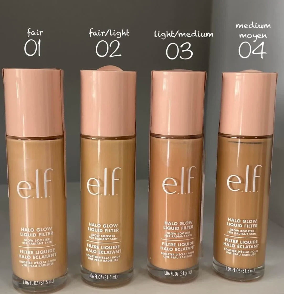 Halo Glow Liquid Filter Glow Booster pour une peau éclatante de tous types 31,5 ml e.l.f. Correcteur multifonctionnel efficace à couvrance totale