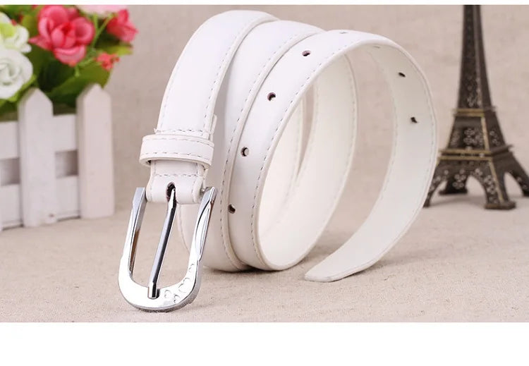 Ceinture pour pantalon femme en cuir PU, tendance, blanche, de haute qualité, style vintage, avec boucle ardillon, DT067