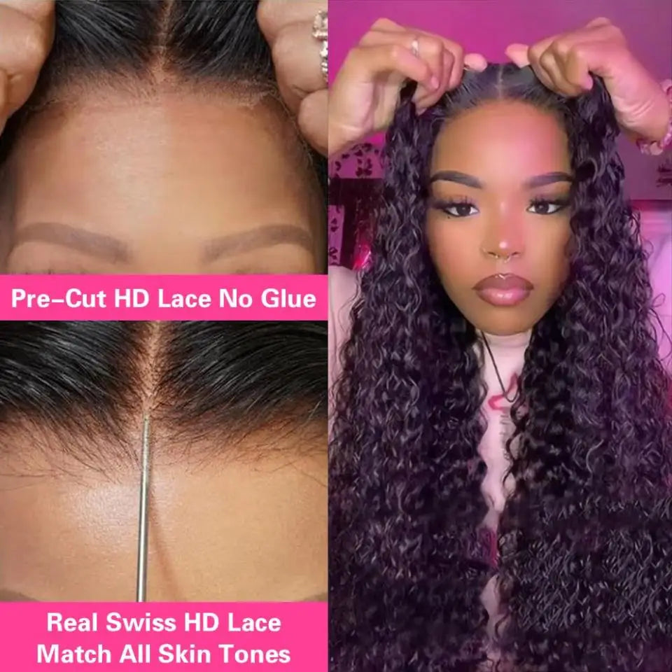Perruque Deep Wave Premium Glueless 180 % de Densité – 100 % Cheveux Humains Remy, Lace Closure 6x4 ou 5x5, Prête à Porter, Volume Naturel et Finition Invisible