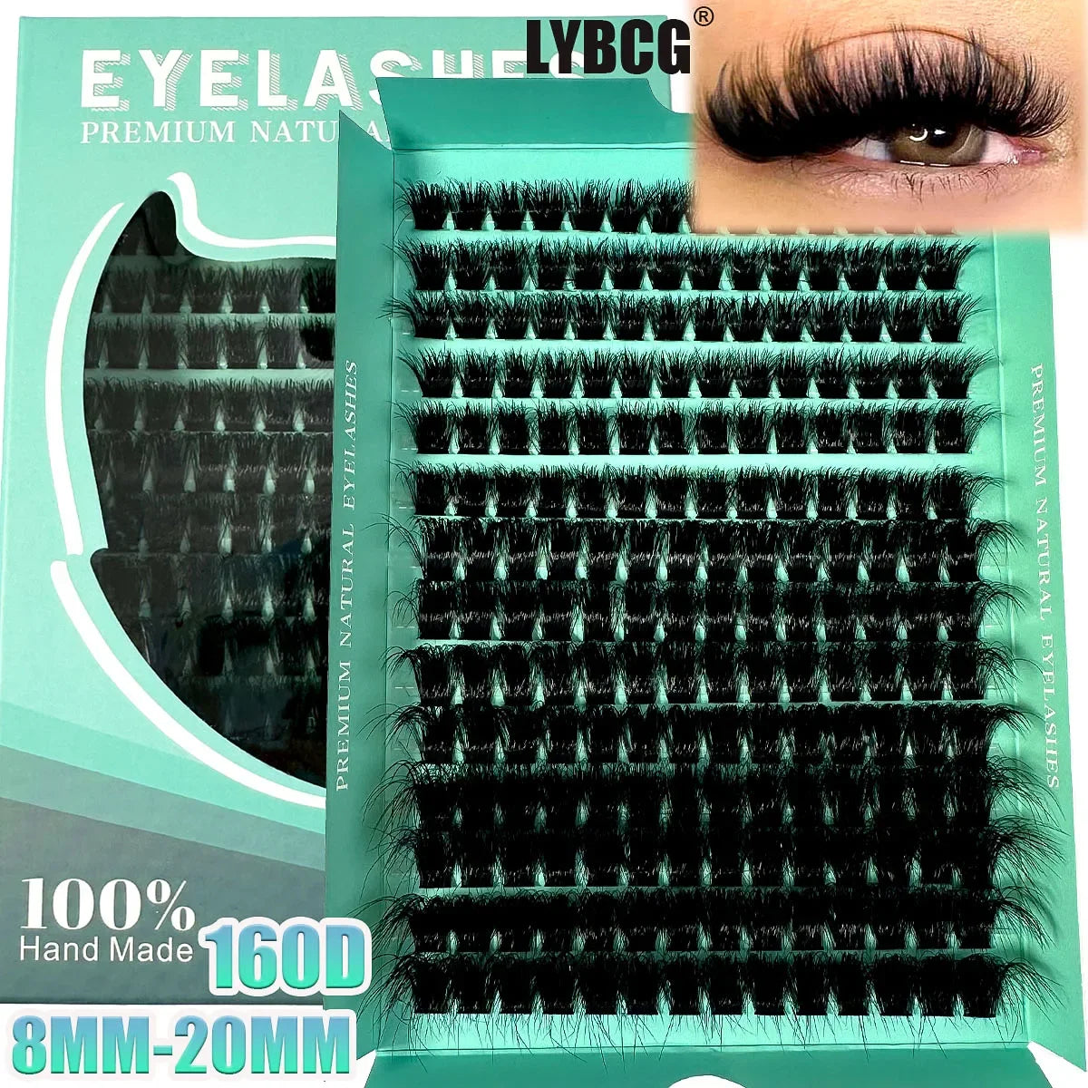 Extensions de cils en bouquets individuels DIY 160D, 8 à 20 mm – Faux cils volumineux 5D, épais, doux et légers, courbure D, 280 pièces. Effet naturel grâce aux segments de cils individuels.