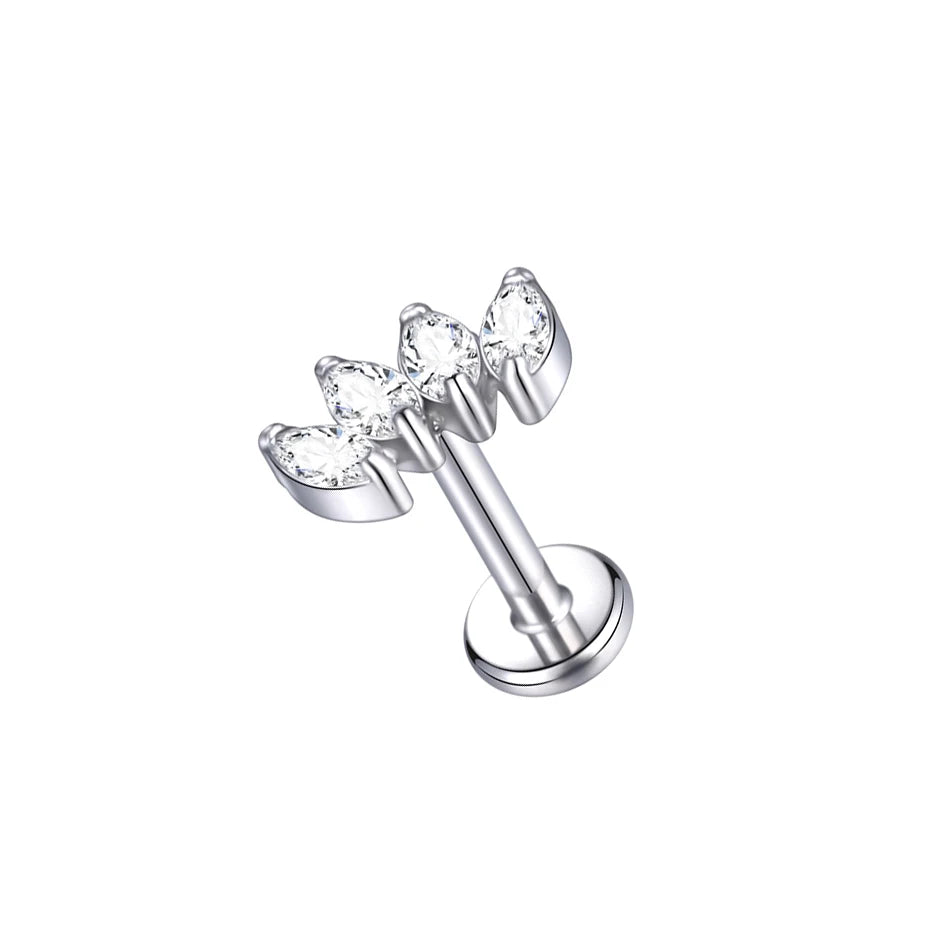 Boucle d'oreille en titane G23, Labret, Tragus, clou, filetage interne, anneaux à lèvres en Zircon, Cartilage Helix, Piercing, bijoux pour le corps, 16G, 1 pièce