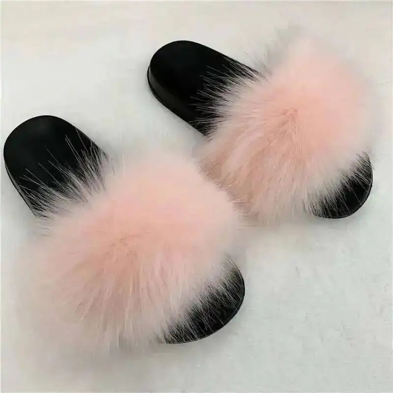 Chaussons d’été pour femme, mules fourrées d’intérieur. Tongs plates en peluche, sandales confortables et moelleuses pour femme, chaussures d’intérieur décontractées et douces pour la maison.