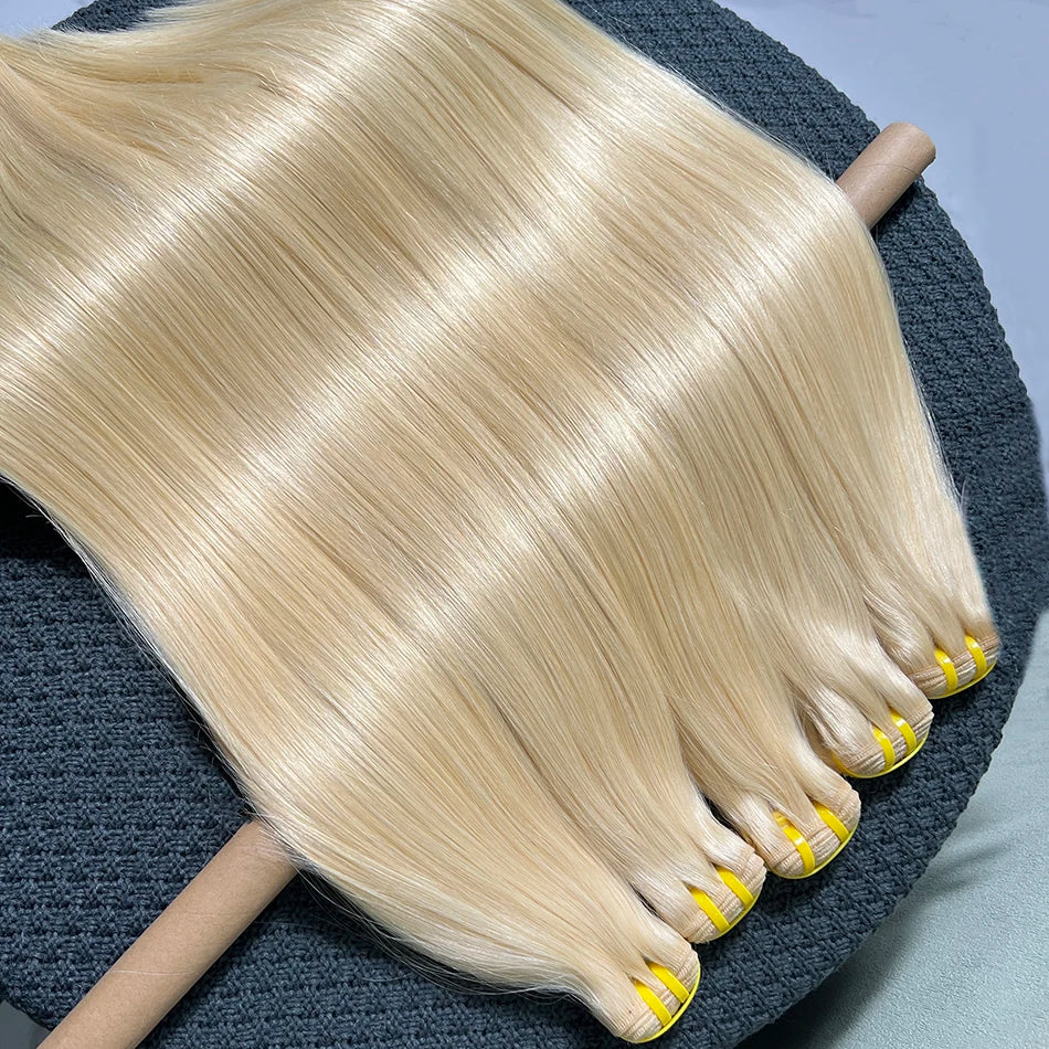 # 613 paquets de cheveux humains droits colorés blond 1/2/3/4 pièces Double trame 100% Extensions de tissage de cheveux humains vierges crus vietnamiens