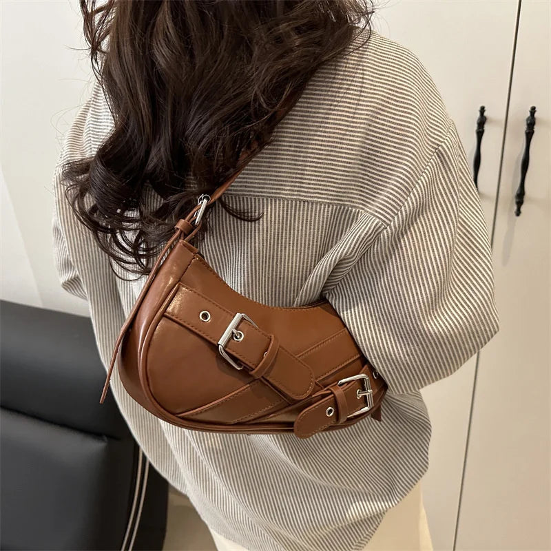 Sac à bandoulière vintage Y2K en cuir PU pour femme, petit sac bandoulière, sac sous le bras tendance pour femme, pochette et sac à main
