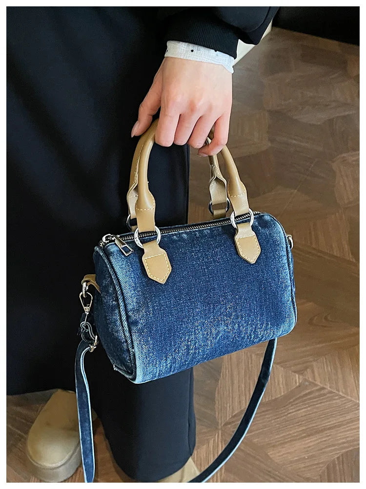 Sac bandoulière classique en jean délavé de haute qualité, sac à main décontracté à porter sous le bras, style coréen, sac de transport pour le quotidien