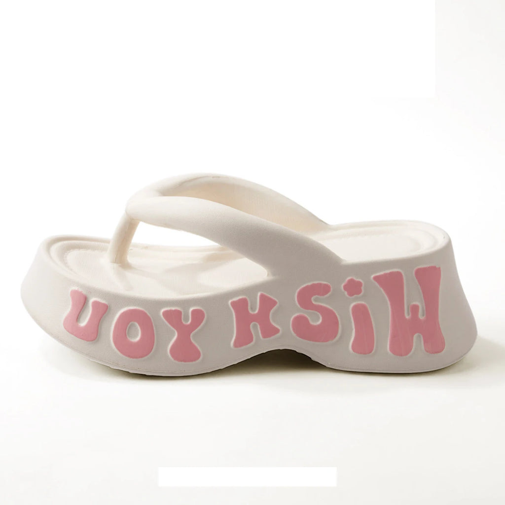 Sandales compensées antidérapantes pour femmes, nouvelle collection été 2026, en EVA, style claquettes de plage, avec lettres, simples et rehaussantes