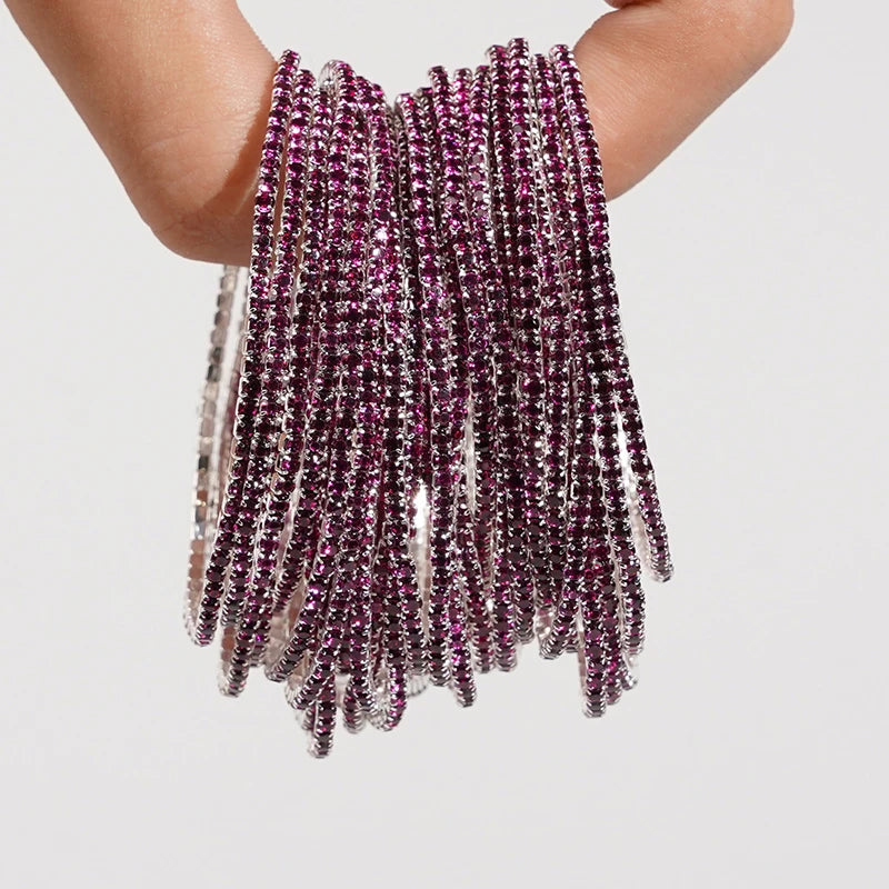 Bracelet élastique en strass et cristal pour femmes, 5 pièces, extensible, empilable, classique, bijoux quotidiens pour femmes
