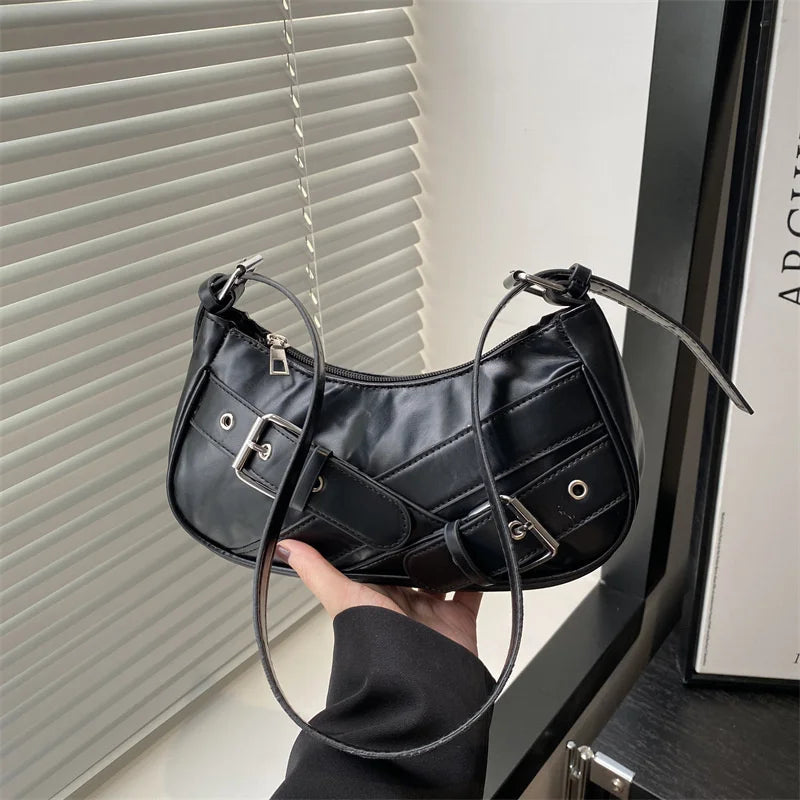 Sac à bandoulière vintage Y2K en cuir PU pour femme, petit sac bandoulière, sac sous le bras tendance pour femme, pochette et sac à main