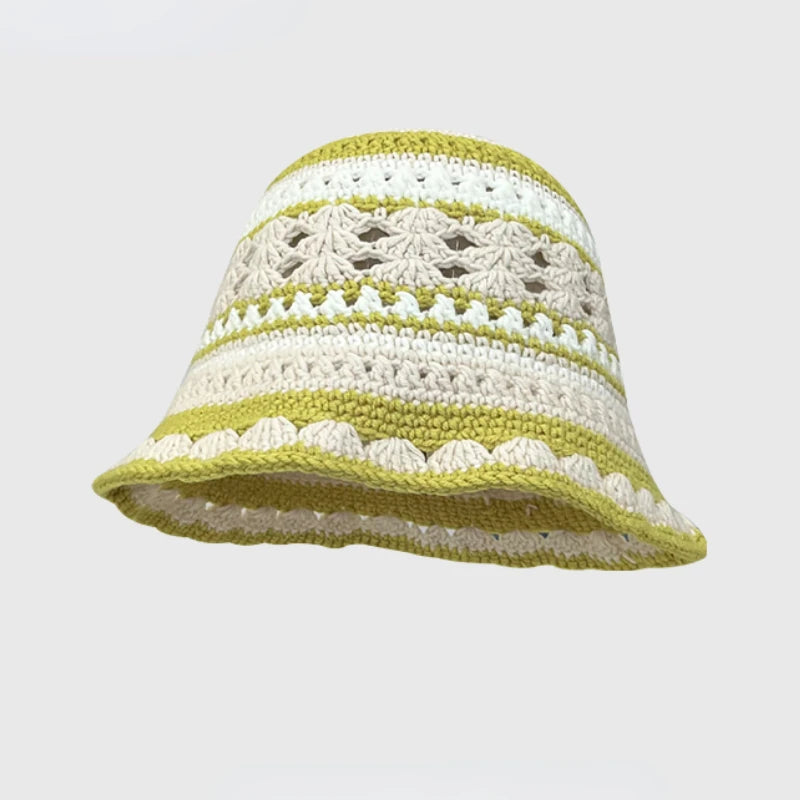 Chapeau seau coréen fait à la main au Crochet pour femmes, tissage tricoté, mode fleurs Y2k, bonnet de bassin, nouvelle collection automne hiver