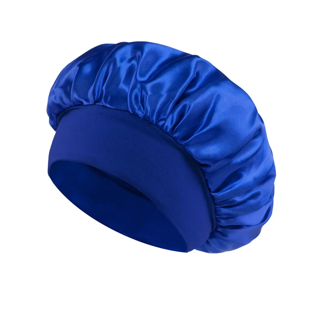 Bonnet en Satin pour femmes, pour dormir, soins capillaires, Bonnets en soie, solide, à larges bords, avec bande élastique souple
