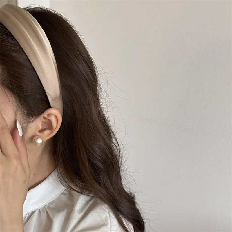 Serre-têtes élégants pour femmes à crête haute, larges, en tissu satiné, accessoires de mode pour cheveux, pour le quotidien et les fêtes