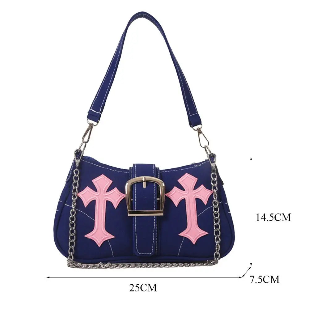 Sac à main avec fermoir métallique Hasp, sac bandoulière, sac porté sous le bras, sac cabas en toile simple et décontracté, accessoire de mode tendance au style urbain.